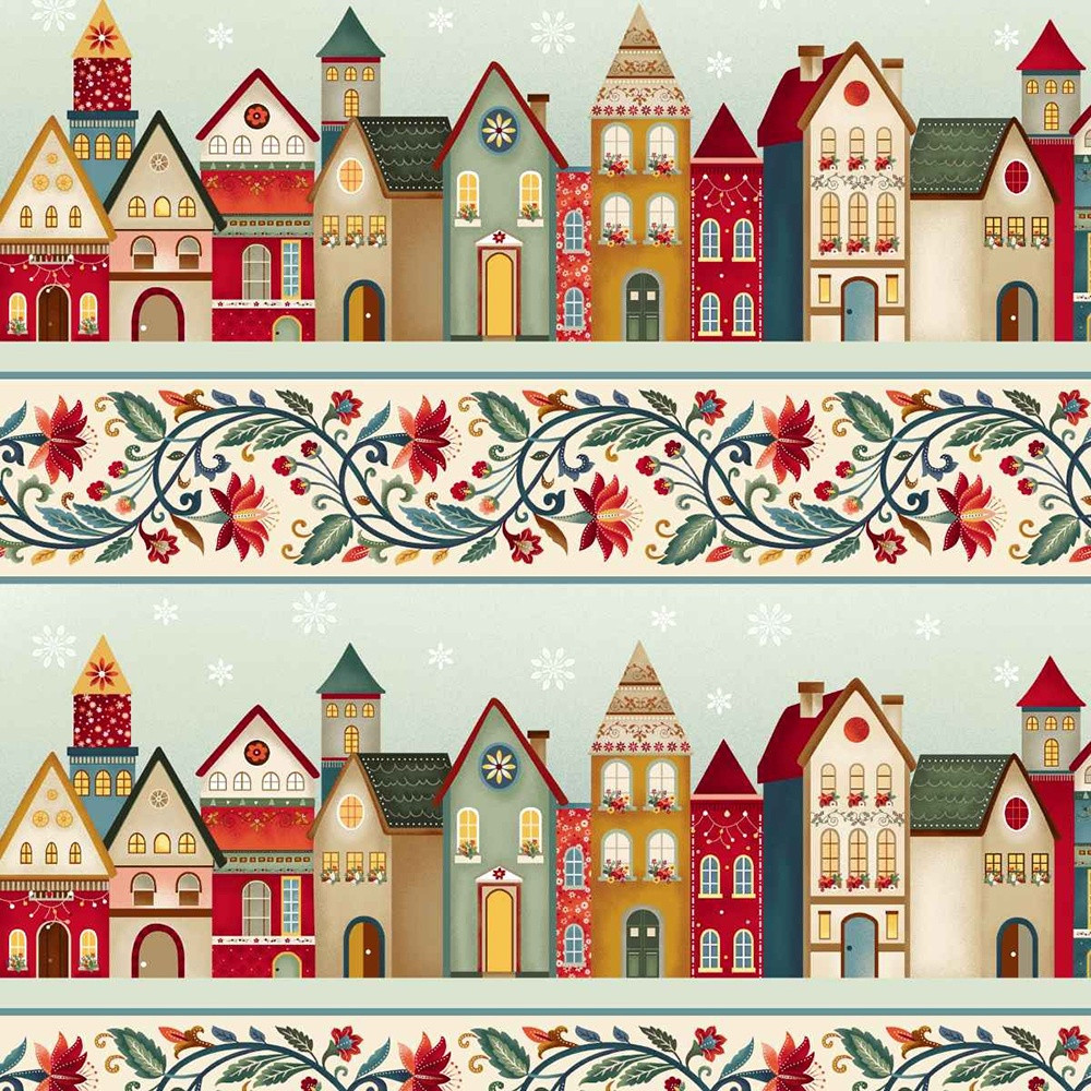 Henry Glass Fabrics Nordic Holiday Village MaryJane Carey Border
